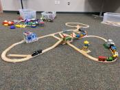A toy train with tracks